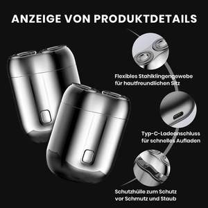 Afeitadora Eléctrica Portátil Gris Mini para Hombre, Impermeable IPX7 con Doble Cuchilla, Funciones de Limpieza Profunda, Fuente de Alimentación USB - Product Image 4