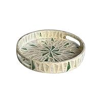 Plateau décoratif en nacre avec finition polie lisse, plateau de service en nacre avec poignées pour un transport facile - Product Image 3