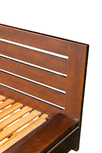 Lit de style japonais couleur noyer bois de chêne blanc simple élégant design antique et minimaliste pour la maison matériau acajou appartement - Product Image 2