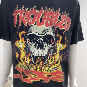 Camiseta informal de talla grande para hombre, 100% algodón, peso pesado, hombros caídos, ajuste extragrande personalizado y de alta calidad - Product Image 3