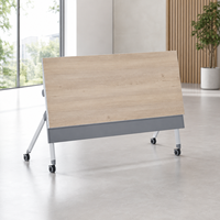 Table gigogne à plateau rabattable avec panneau de protection, en panneau de particules E1, avec roulettes mobiles et structure en acier, pour salle de conférence, salle de classe, bureau