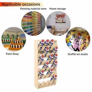 Wall Mount 6-Tier Bamboo Storage Rack Eco-Friendly Organizer with OEM Support 24 Spray Paint Cans <b>Holder</b> - Product Image 4