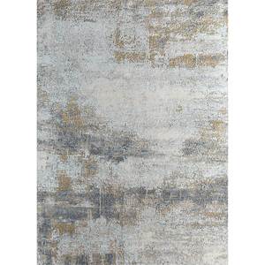 พรมทอมือลายพิมพ์นามธรรม Uvenuti ทำจากขนสัตว์และไหมไผ่ สีเทาและสีดำ-LRB-1550 สำหรับใช้ในบ้าน - Product Image 1