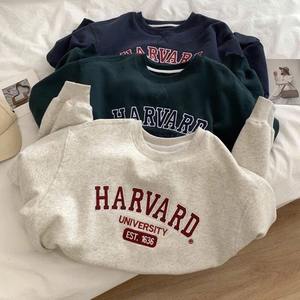 Venta al por mayor sudadera 100% algodón de alta calidad de la Universidad de Harvard carta de manga larga Casual estilo juvenil suéter para hombres y mujeres - Product Image 2