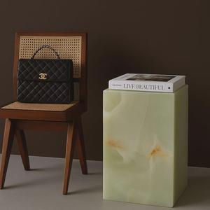 Mesa Auxiliar de Pedestal de Ónix Verde de Lujo, Mesa de Acento de Bloque de Piedra Natural, Muebles Modernos para Sala de Estar y Dormitorio - Product Image 2