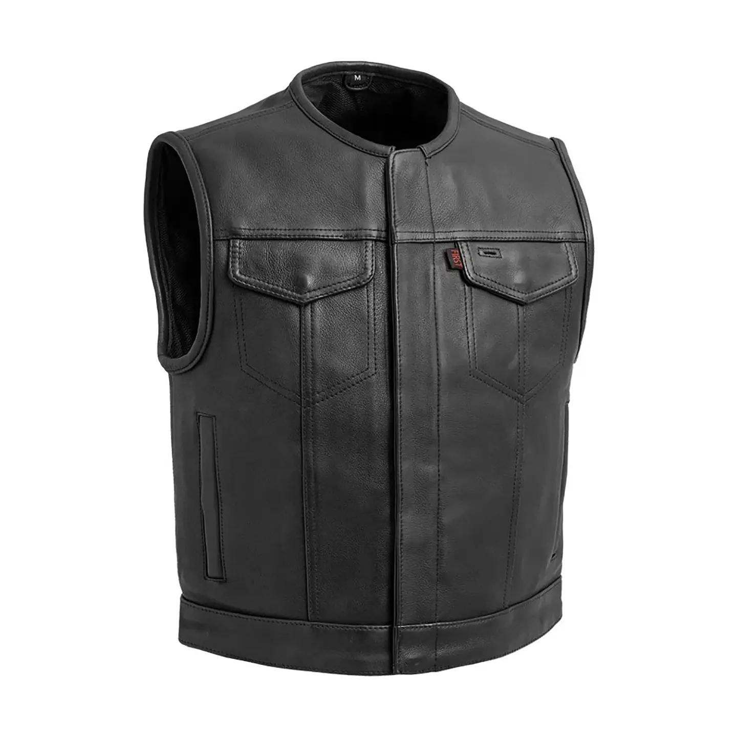 Motorcycle Vest Leather Custom Mens Cowhide Genuine A Grade Leather Motorbike Waistcoat Biker Leather Vest