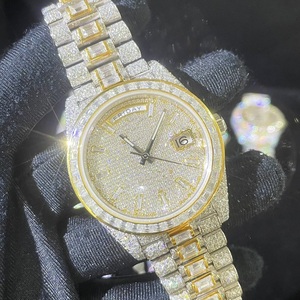 Reloj de cuarzo personalizado de Hip Hop Iced VVS Moissanite, caja de aleación de lujo con diamantes de oro rosa, esfera de 46mm de diámetro, negocios de moda - Product Image 1