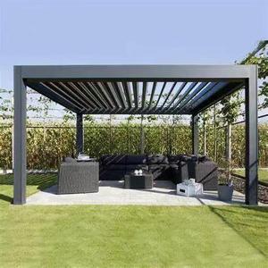 Pergola de jardin en aluminium imperméable de qualité supérieure, pavillon modulaire extérieur, toit à lamelles réglables, auvent sur mesure, vente en gros - Product Image 4