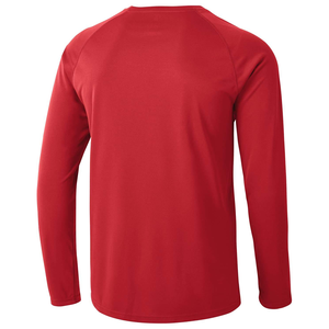 <b>Men's</b> <b>Red</b> <b>Long</b> <b>Sleeve</b> T-<b>Shirt</b> 100% Polyester Knitted Quick Dry Slim Fit O-Neck Casual Trackstar OEM Private Label TSI-G05-P0003 - Product Image 5