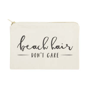 Sac cosmétique pratique en toile de coton écologique grande capacité, étui à fermeture éclair durable et portable pour la plage et les accessoires capillaires - Product Image 1