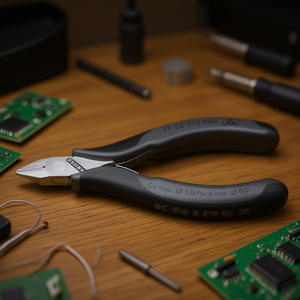 Cisaille diagonale électronique Knipex à tête polie miroir avec poignées multi-composants – Outil de coupe et de façonnage à tête plate - Product Image 3