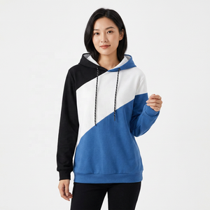 Sudadera con Capucha para Hombre, Diseño Color Block, Corte Regular, Tejida, Informal, para Otoño, en Azul, Blanco y Negro - Product Image 5