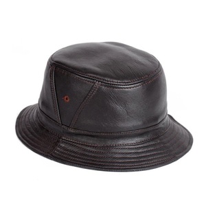 Sombrero de cubo de cuero de Color negro liso Reversible de alta calidad para hombres y mujeres Sombreros de cubo veganos de estilo callejero sólido Hip Hop - Product Image 1