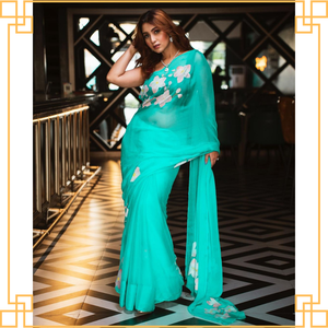 Magnifique Saree Georgette de qualité supérieure avec impression unique pour les mariages et les fêtes/Vêtements et accessoires - Product Image 5