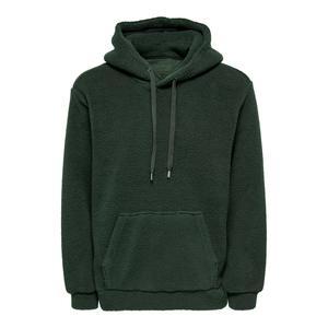 Vente en gros de sweats à capuche en molleton bouclé corail 330 g/m² avec doublure Sherpa brodée sur mesure pour hommes-pour l'hiver sweat à capuche et sweat-shirt - Product Image 1