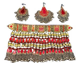 Nouveauté Parure de bijoux afghans Faits à la main Ethnique Rouge Or antique Design Collier Boucles d'oreilles OEM Service disponible - Product Image 3