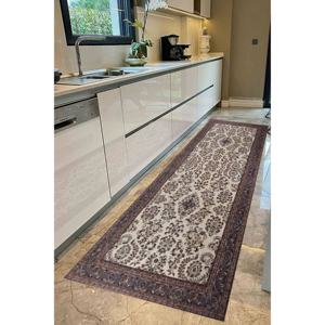 พรมลายดอกไม้สีน้ำตาลผสมผสานผ้าขนสัตว์แบบตุรกีสไตล์อูชัก พร้อมแผ่นรองหลังทำจากยางพารา เป็นมิตรต่อสิ่งแวดล้อม - Product Image 4