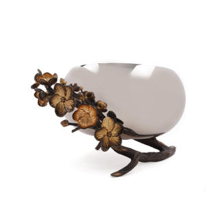 Cuenco decorativo para servir frutas, cuenco para servir de Metal plateado de la mejor calidad con Rama de flores para fiestas de boda, cuenco central - Product Image 2