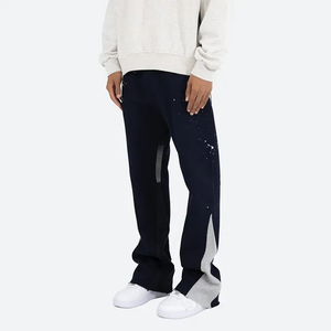 Pantalones acampanados de retazos de alta calidad con logotipo personalizado Pantalones de chándal acampanados elásticos pintados con aerosol para hombre OEM - Product Image 5