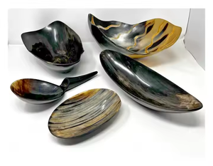 Cuencos de cuerno de búfalo natural cuentan con formas ovaladas y redondas modernas, cuencos rituales de 2025 platos para servir incienso y difuminar. - Product Image 1