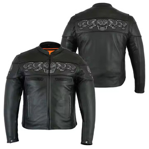 Chaqueta universitaria Letterman con cuello levantado de cuero genuino personalizada para hombre, venta al por mayor para montar en motocicleta - Product Image 2