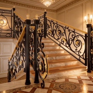 Rampe en fer forgé de style industriel, <span class=keywords><strong>garde</strong></span>-<span class=keywords><strong>corps</strong></span> en métal <span class=keywords><strong>noir</strong></span> mat pour escalier, balcon et design d'intérieur moderne - Product Image 1