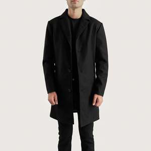 Manteau en laine noire à simple boutonnage pour homme Petrillo - Product Image 1