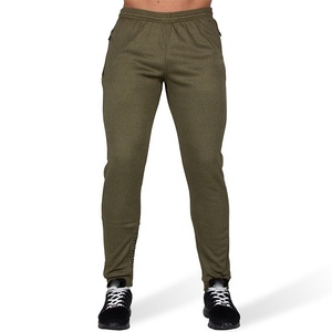 Pantalon de jogging pour homme en coton et polyester, coupe slim, uni, avec poche zippée, taille haute, pour la salle de sport, vente en gros - Product Image 3