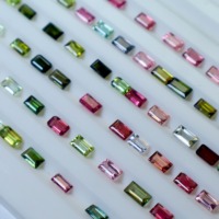 Tourmaline naturelle polie, taille baguette 3x5, pierre précieuse en vrac multicolore avec jeu de couleurs pour la fabrication de bijoux