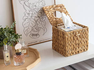 Haute Qualité Bambou Jacinthe D'eau Boîte À Mouchoirs Titulaire Serviette De Stockage avec Des Caractéristiques Décoratives pour Cuisine Salle De Bains Chambre Bureau - Product Image 3