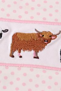 Lindo y cómodo conjunto de falda de niña con bordado de vaca Rosa Tema de granja o uso diario con falda y Top para bebé - Product Image 3