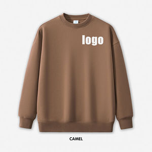 เสื้อสเวตเชิ้ตขนแกะไหล่เฮฟวี่เวทสำหรับฤดูหนาวคอกลมมีกระเป๋าด้านข้างใช้ล้างกรดใช้ได้ทั้งชายและหญิงสีซีด - Product Image 1