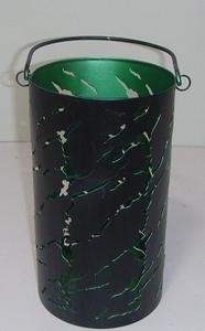 Lanterne vintage rustique en métal ajouré avec poignée, support de bougie décoratif de style nordique pour table, lanterne hurricane verte - Product Image 3