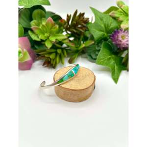 Navajo Handmade Cultural Collectible Sonoran Mountain Turquoise & Sterling <b>Silver</b> <b>Cuff</b> <b>Bracelet</b> - Product Image 2