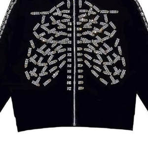 Sudaderas con capucha con diamantes de imitación para hombre con diseño de logotipo de alta calidad y color personalizado, sudaderas con capucha con diamantes de imitación mezclados de algodón básicos asequibles a precio bajo - Product Image 3