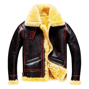 Vestes en cuir Shearling pour hommes, classiques, chaudes, écologiques, respirantes, mode hiver, usage quotidien, logo sur le devant - Product Image 6