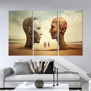 Printed Surreal Heads <b>Canvas</b> Artwork - <b>Large</b> <b>Wall</b> Decor,3P:Gallery Wrapped - Product Image 1