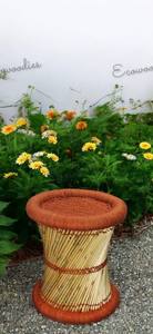 Tabourets pouf Muddha/Mudda/canne en bambou fabriqués à la main pour décoration durable de la maison et du jardin console d'incrustation d'os de salon - Product Image 3