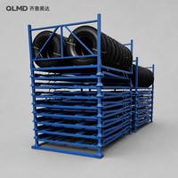 Chariot de stockage de pneus robuste à 3 niveaux personnalisé |   Support à pneus empilable en acier |   Solution d'entrepôt professionnelle