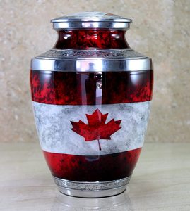 Urne funéraire en métal imprimé du drapeau canadien en laiton Produit commémoratif pour les cendres humaines et animales MAX B EXPORTS - Product Image 5