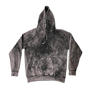 เสื้อกันหนาวมีฮู้ดแบบสวมหัวผ้าฝ้ายผสมแนวสตรีทวินเทจสีดำโลโก้กำหนดเอง - Product Image 1