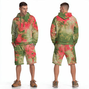 Noir acide lavage Baggy à capuche hommes Sublimation lavé Cargo Shorts ensemble hommes hiver Streetwear extérieur polaire acide lavage Shorts ensemble - Product Image 6