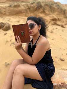 New Real Hand Tooled Leather Thread Secure Journal With Semi Precious Stone Boho Traditional Vintage Leather <b>Lock</b> <b>Travel</b> Journal - Product Image 4