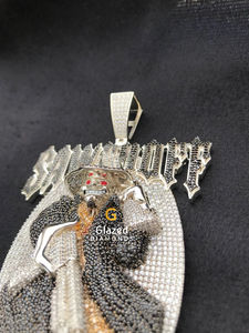 Pendentif Hip Hop en or blanc 10 carats fabriqué à la main diamants cultivés en laboratoire VVS nom personnalisé «conception de glace» pour les fêtes - Product Image 4