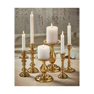 Bougie pilier Stella en aluminium coulé or Bougeoir décoratif en métal doré pour bougies pilier Or élégant - Product Image 1