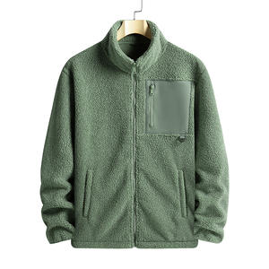 Wholesale <b>Micro</b> Elastic Cuff <b>Men</b> Thick Warm 100_ Polyester Windproof Polar Sherpa <b>Fleece</b> Jacket Soft Plush Teddy <b>Fleece</b> Coat - Product Image 2