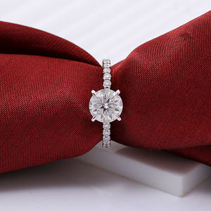 Mode classique bague 8mm coupe ronde 10K14k18k or blanc Moissanite mariage bagues de fiançailles pour les femmes - Product Image 5