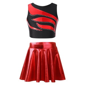 Factory Price Girls Cheerleading Uniform Outfit Custom Logo Sleeveless Top with Pleated Skirt for Youth School Sports Teams - Product Image 2