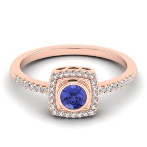 Anillos de Tanzanita con Corte Redondo de 0.25 Quilates REYES para Mujer, Certificado GRA, Plata de Ley 925, Anillo de Compromiso con Moissanita VVS - Product Image 5