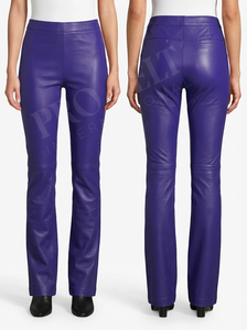 Pantalon en cuir de veau véritable léger et confortable pour femmes, taille haute, coupe slim, taille élastique, pantalon en cuir de qualité supérieure tendance - Product Image 4